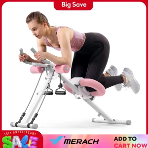 MERACH Ab Machine Adjustable Trainer Workout Foldable Knee Protection Abdominal Exercise Machine