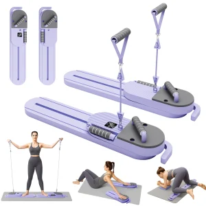 Pilates Reformer Board AB Portable Split Resistance Gym Equipment with Resistance Bands