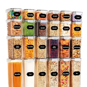 24pcs，Airtight food storage containers with LIDS and labels,plastic kitchen storage containers