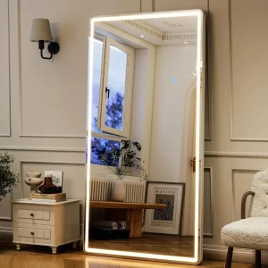 "LED-Illuminated Full-Length 68-Inch Floor Mirror