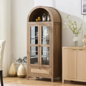 71" Tall Arched Pantry Cabinet with Innovative Drawer