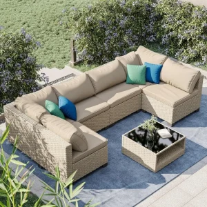 Patio Furniture Set 7-Piece, All-Weather Outdoor Conversation Set
