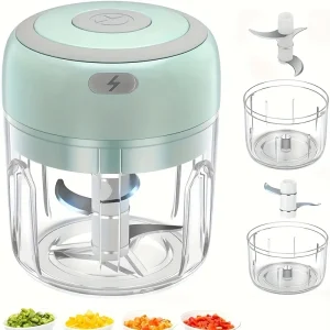 C002-Green 1pc 1set Wireless Portable Electric Food Chopper -